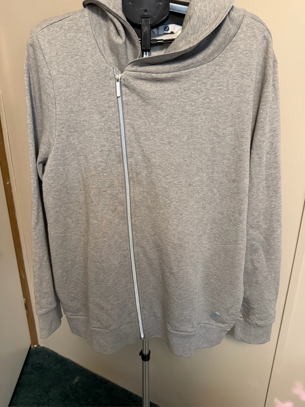 Official BMW i Collection Asymmetric Full-Zip Knit Hoodie Jacket Gray
